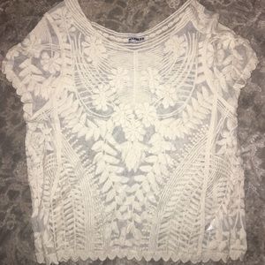 EXPRESS sheer ivory overlay top
